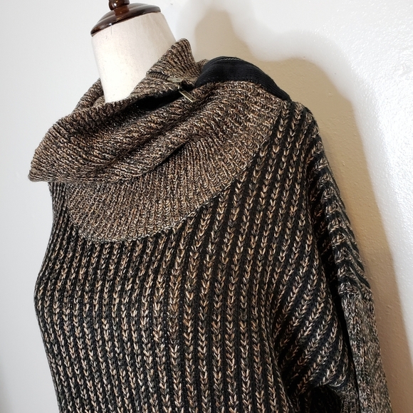NEW M. Rena Luxury Sweater Taupe Coffee Zipper Boutique Womens Turtleneck Winter - Picture 8 of 16